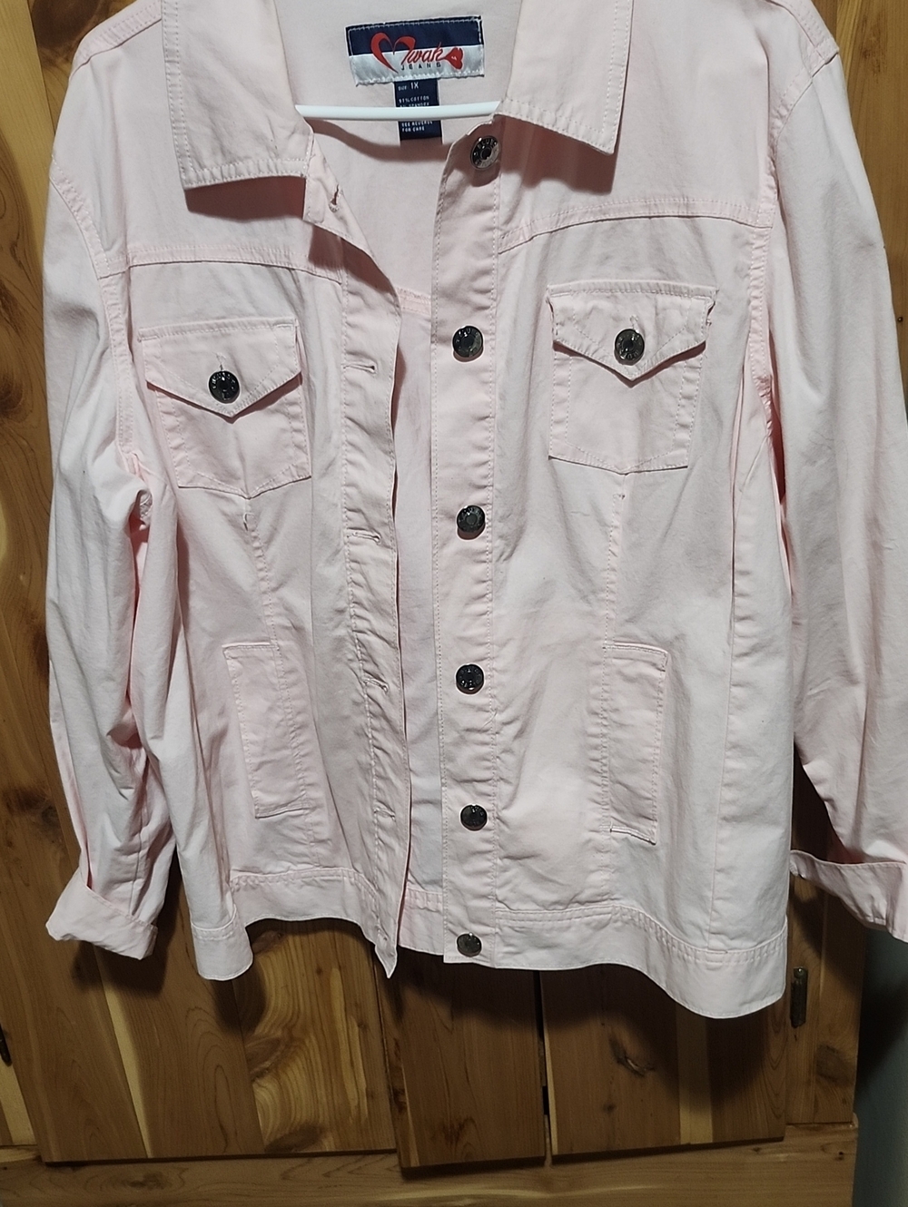 Light Pink Button-Front Denim Jacket